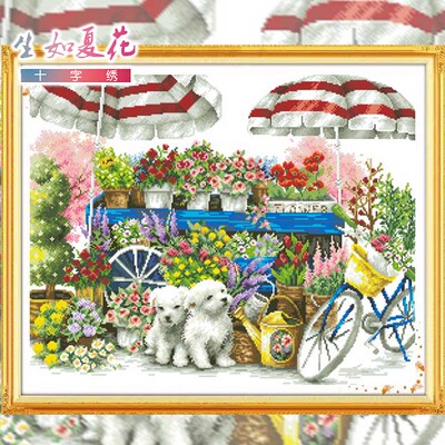 夏花DMC线R线2025新十字绣棉套件风景丝蒂奇STC100113窗台花 满绣