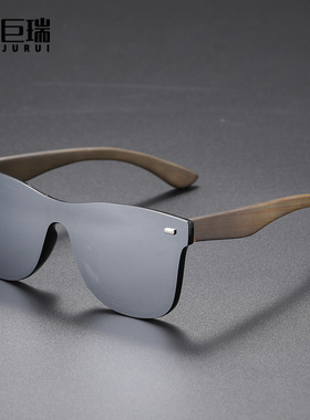 2023年新款男士潮流偏光太阳镜女太阳眼镜连体墨镜装饰竹木眼镜