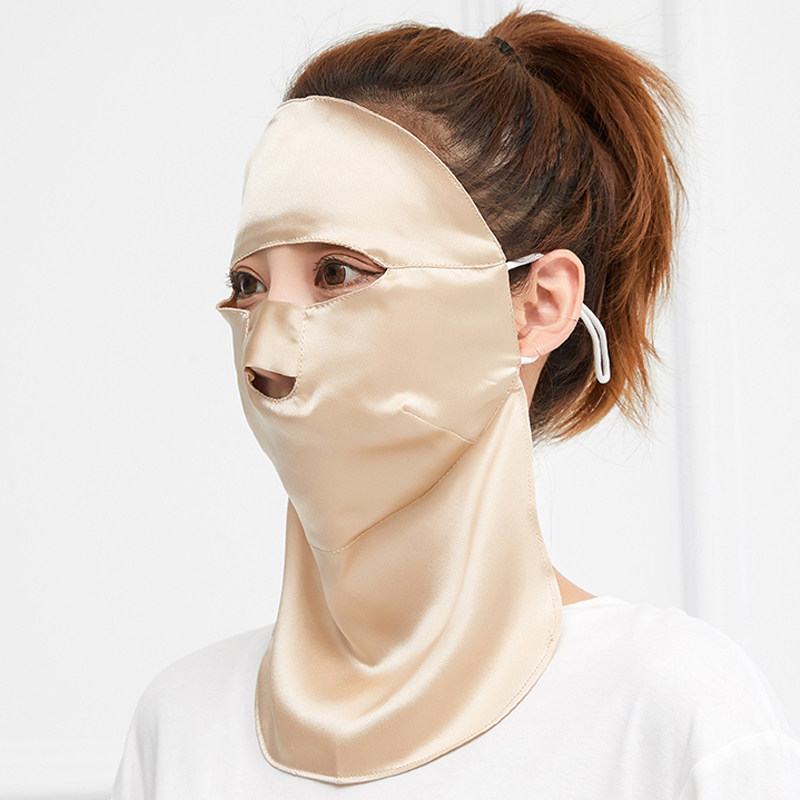 SILK ENLARGED NECK PROTECTION SUNSCREEN ANTI-ULTRAVIOLET FULL FACE MASK FACE PROTECTION FACE COVERING SUMMER SUNSHADE MULBERRY SILK WINDPROOF FACE MASK
