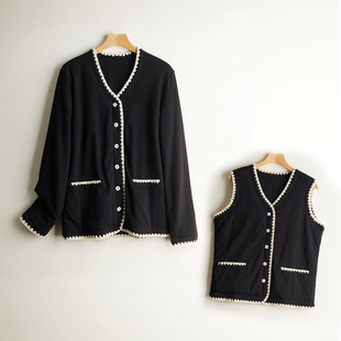 手工桑蚕丝棉袄马甲女小香风中老年冬装 棉衣真丝背心内胆妈妈外套