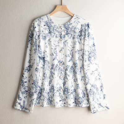 手工填充100%桑蚕丝印花保暖棉衣