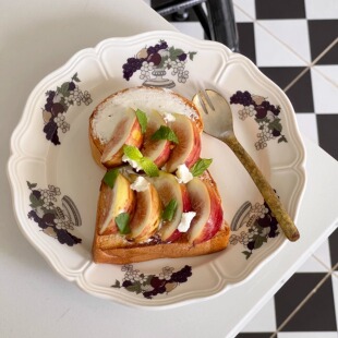 葡萄硕果荷盘 菌子食堂原创设计中古风餐盘西餐盘早餐盘陶瓷餐具