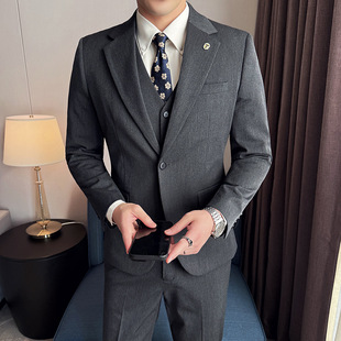 商务休闲西装 爆款 三件套 款 男四季 男式 西服套装