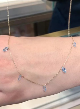 S925纯银小众海蓝宝马眼锆石项链