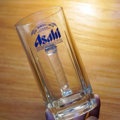 日本啤酒厂限定 ASAHI BEER朝日啤酒玻璃杯水杯扎啤杯带把手