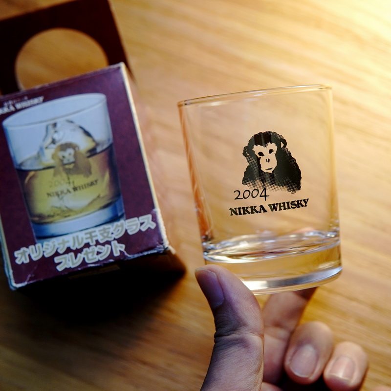 日本进口NIKKA WHISKY 2004年猴年纪念杯嗨棒威士忌酒杯厚底无盒
