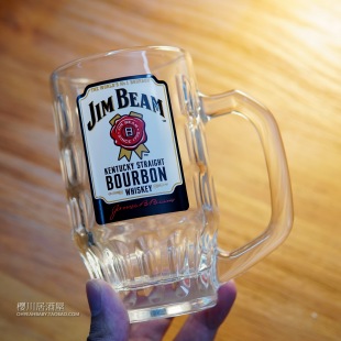 日本进口SUNTORY三得利金宾JIMBEAM WHISKEY玻璃杯威士忌杯带把手