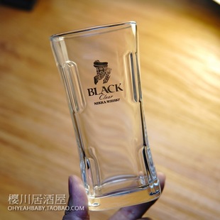 日本BLACK NIKKA Clear朝日妮卡玻璃酒杯 黑标威士忌酒杯烧酌杯