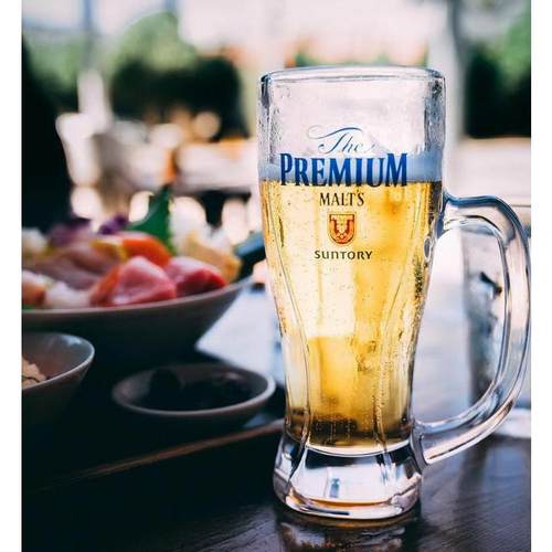 三得利premuim厚实风玻璃啤酒杯