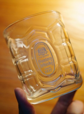 日本SUNTORY三得利WHISKEY 1937角杯龟甲型水晶玻璃杯威士忌酒杯