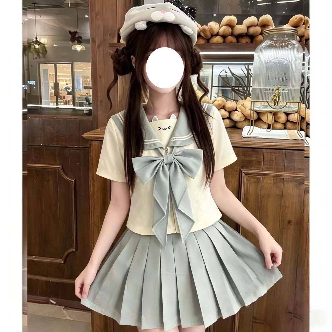 中大童薄荷小猫原创jk制服套装2026夏季jk服学院风搭配百褶短裙女图片