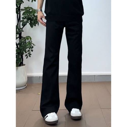 黑色柳叶弯刀牛仔裤男款春夏季潮牌cleanfit中大童美式高街直筒裤