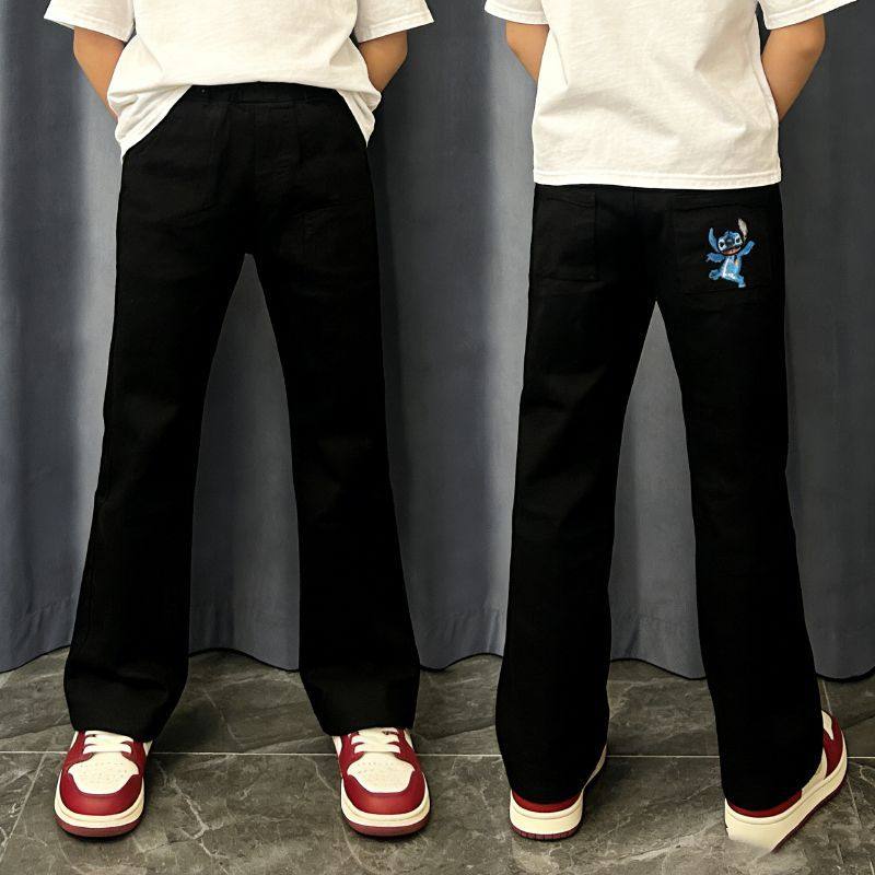 秋冬加绒加厚新款中大童黑色牛仔裤儿童ins图案印花童装潮流男童,童装/婴儿装/亲子装,儿童牛仔裤,淘宝优惠券,粉丝福利购,淘宝优惠卷