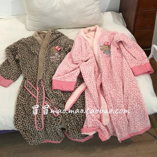 新款豹纹Kitty浴袍睡袍柔软亲肤