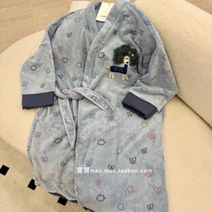 双利新款爆炸头小狗成人浴衣浴袍长款全身浴裙珊瑚绒强吸水不掉毛