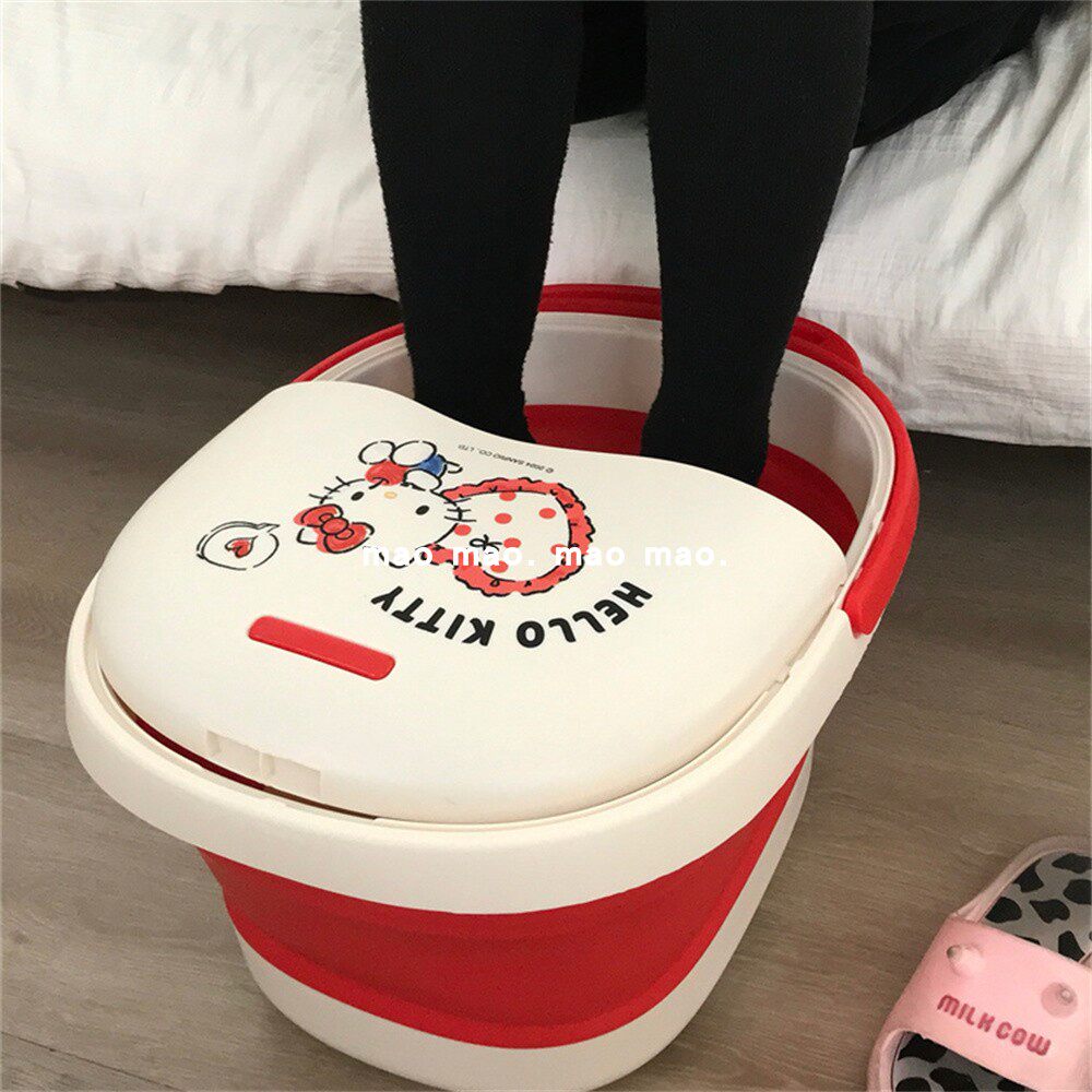 日系可爱HelloKitty泡脚桶可折叠足浴神器家用冬天洗脚盆保温舒适
