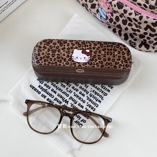 豹纹KT猫眼镜盒高级大容量ins风小众便携抗压近视眼镜收纳盒