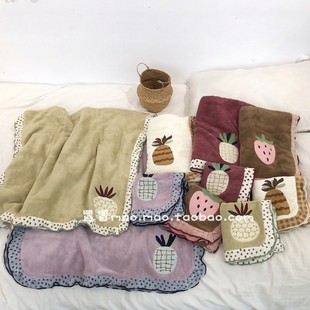 可爱菠萝草莓浴巾毛巾超强吸水加厚毛巾不发臭珊瑚绒大裹巾