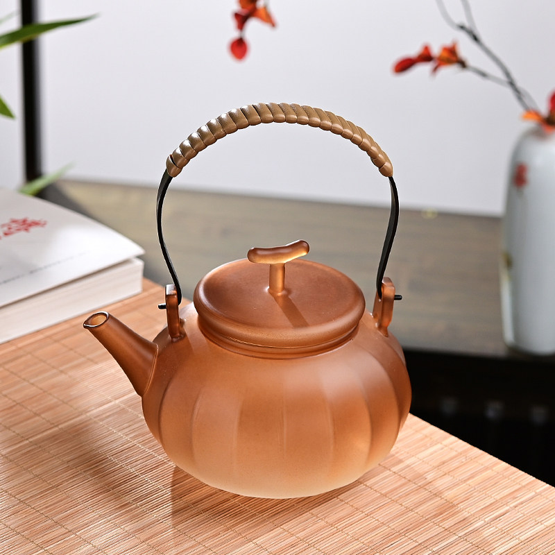 手编金属提梁蒸煮一体双用耐高温玻璃茶壶家用电陶炉烧水花茶壶