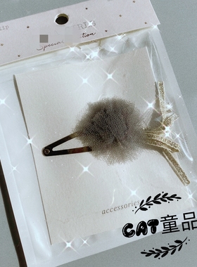 满38元包邮外贸Z家灰色网格花朵发夹金色BB夹金丝边夹手工水滴夹