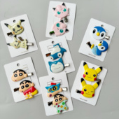 满38元 包邮 日单可爱皮卡丘蜡笔小新无痕发夹刘海侧边碎发对夹