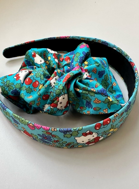 满38元包邮新款可爱KT猫咪宽版发箍暗绿色气质压发头箍发圈