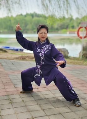 太极竞赛服邱慧芳同款比赛服紫色彩服健身气功八段锦比赛服