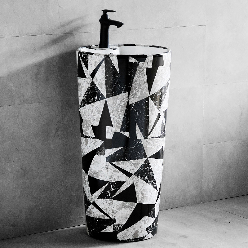 个性家用陶瓷立柱盆卫生间立式艺术洗脸盆一体落地阳台洗手盘小号