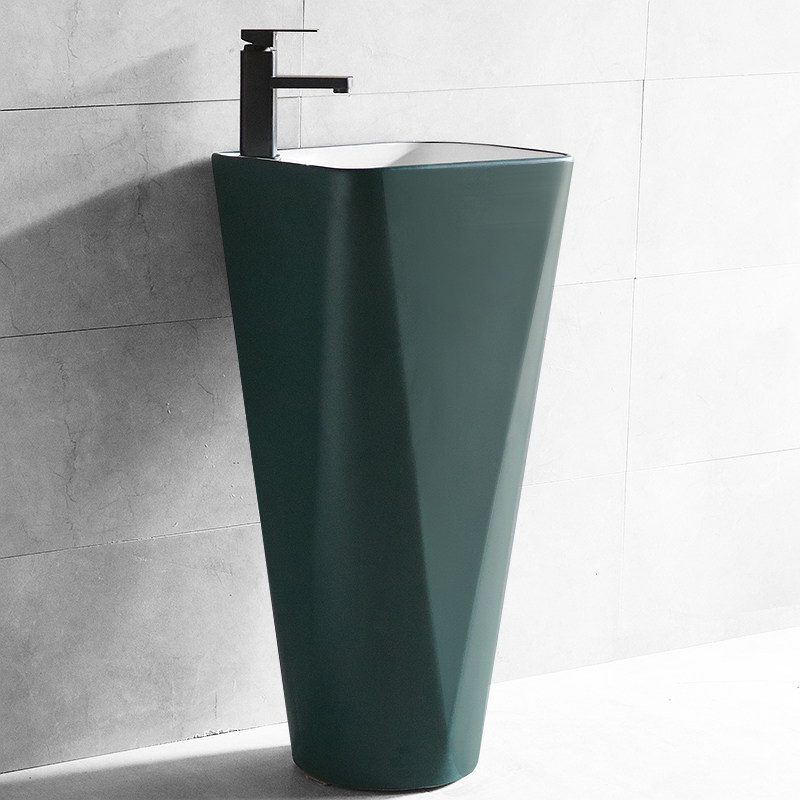 小户型艺术立柱盆陶瓷卫生间立式洗脸盘一体落地式洗手盆阳台水池