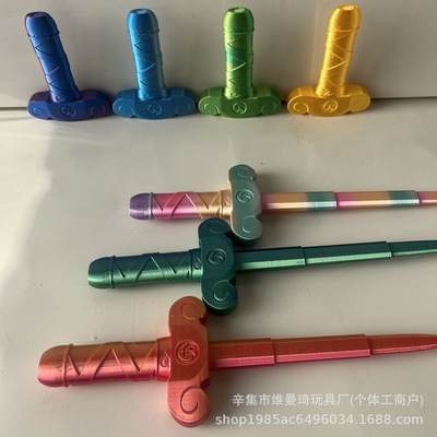 3d打印伸缩刀疾风之刃可伸缩旋转螺旋剑武士刀剑压缩创意解压