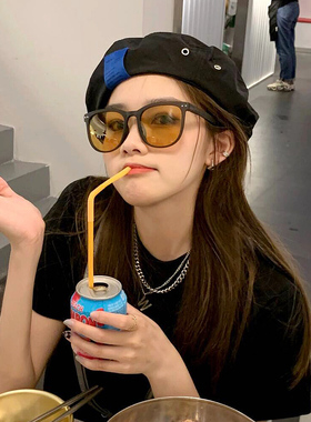 折叠墨镜女网红度假高级感2023新款眼镜茶色近视太阳镜防紫外线晒