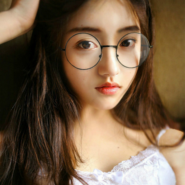 韩国复古文艺小清新素颜女原宿百搭潮流可爱细框圆形镜架平光眼镜