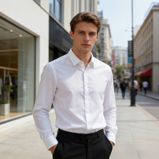 线下278 商休闲白衬衫 丝滑抗皱高弹力 男士 A3090 春夏季 罗家原单