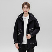 休闲连帽羽绒服 男士 90鸭绒潮帅防寒防风外套F1092 宽松阔版 时尚