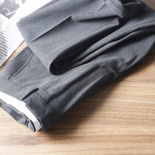 格纹 深灰色休闲西裤 弹力修身 男士 H1025 抗皱免烫春秋季 时尚