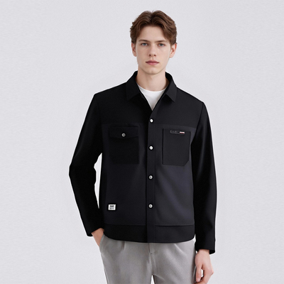 细腻顺滑 挺括有型 秋季时尚男士休闲翻领夹克外套D2704