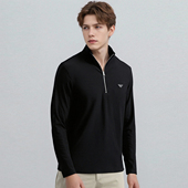 法奢轻奢 T恤A2867 弹力长袖 线下2000 无痕剪裁三角标半拉链男士