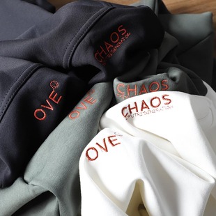 保暖长袖 丝光棉 男女士情侣中领冬季 字母刺绣 卫衣A2653 加绒加厚