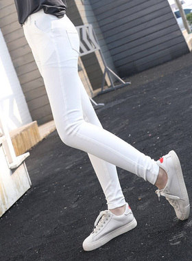 中高腰高弹女裤 外贸工厂女士秋季白色打底裤小脚裤 L022