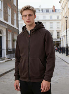 普家同款 小红绳 高端粘纤复合 春季男士休闲连帽夹克外套 D2825