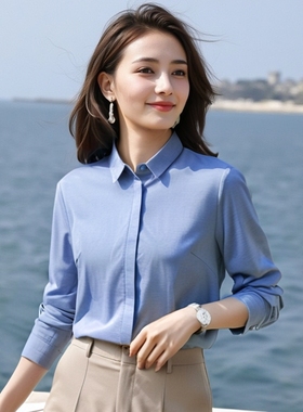 雅戈家订单 激光切割 无痕压胶 春夏季女士职业装长袖衬衫衣KA045