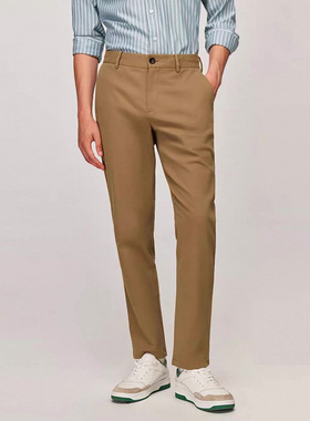 比家原单 线下1380 弹力抗皱 春季男士中腰直筒商务休闲长裤Y1912