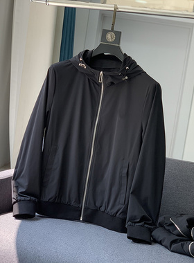 客供府绸料！春秋季男士简洁连帽弹力夹克厚外套D2508