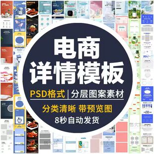 淘宝店铺装修详情页模板电商网店主图首页海报PSD美工设计PS素材