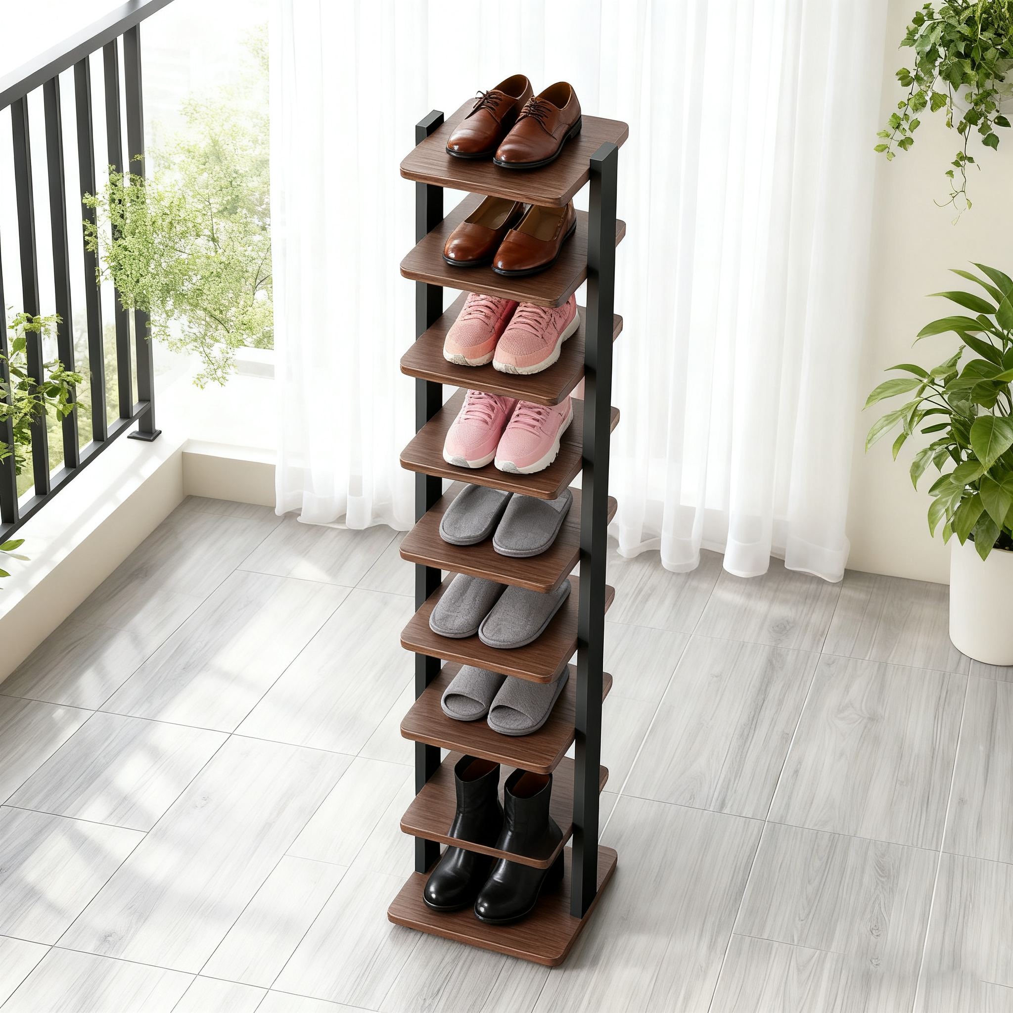 新款木质鞋架多层家用门口