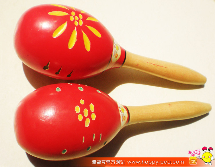 幸福豆奥尔夫乐器木制雕花沙锤 砂槌 大号沙球(25cm)刻花沙锤
