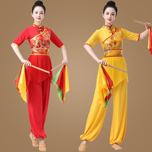 龙纹秧歌服腰鼓舞蹈演出服中袖跳舞广场舞服装新品款套装女民族风