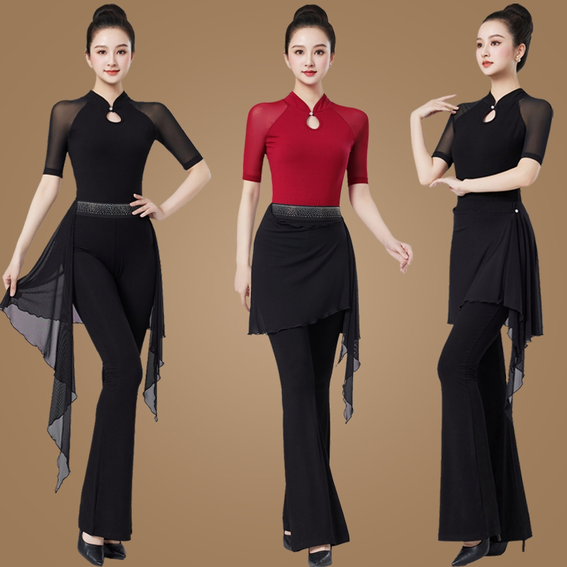 形体训练服修身形体衣新款网纱礼仪模特走秀舞蹈练功服女裙裤气质