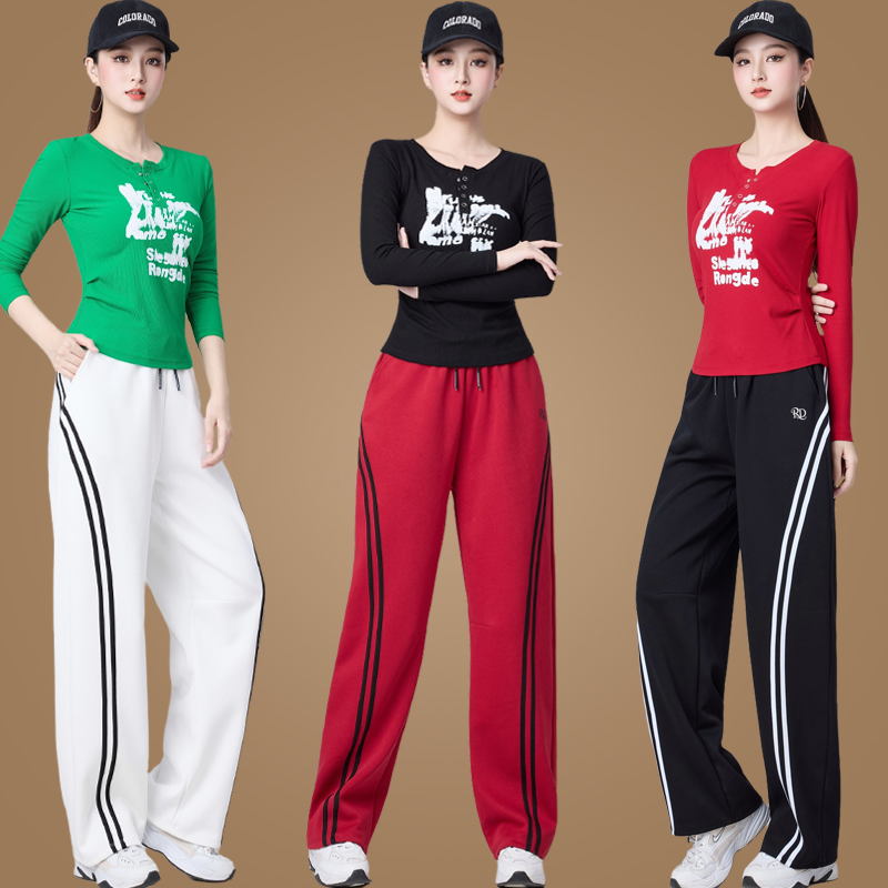 时尚新款曳步舞蹈服广场舞服装运动套装长袖T恤弯刀裤女健身跳舞,女装/女士精品,时尚套装,淘宝优惠券,粉丝福利购,淘宝优惠卷