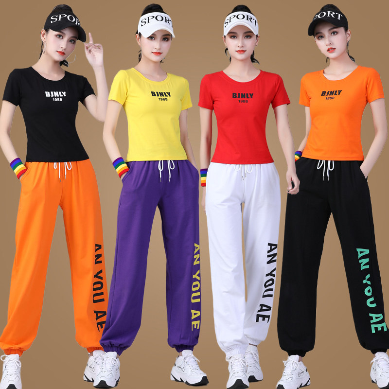 杨丽萍短袖运动舞蹈服广场舞服装套装健身鬼步跳舞衣服女夏季新款